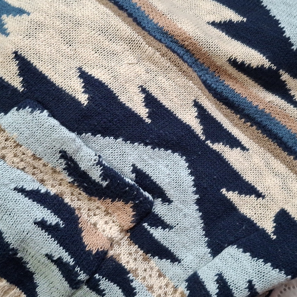 Faherty Cream and Navy Aztec Shawl-Collar Cardigan - Picture 16 of 16